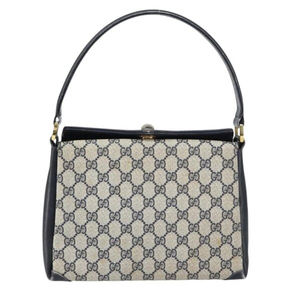 GUCCI GG Supreme Shoulder Bag PVC Navy Gold 001 085 1368 Auth 158804 - Picture 3 of 15